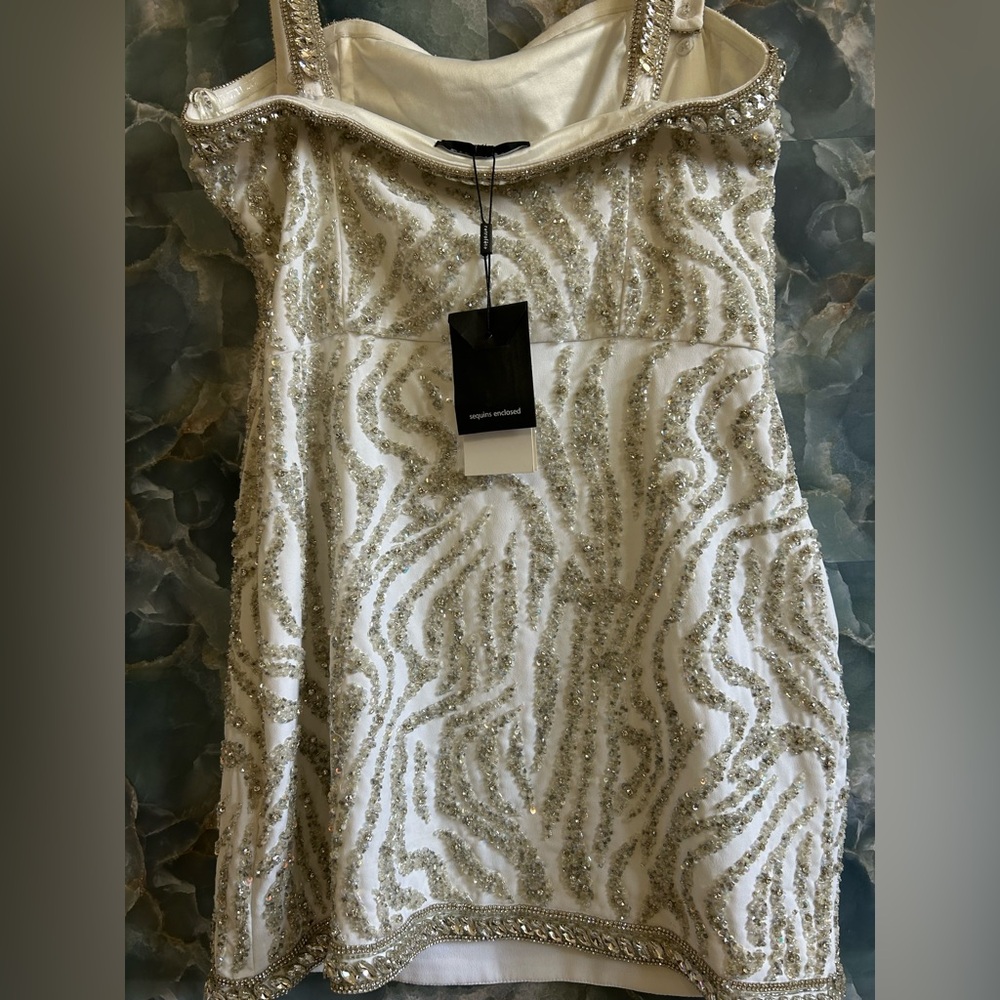 NWT Retrofete Pary Dress/ Withe / Silver/ Size L - Picture 4 of 16
